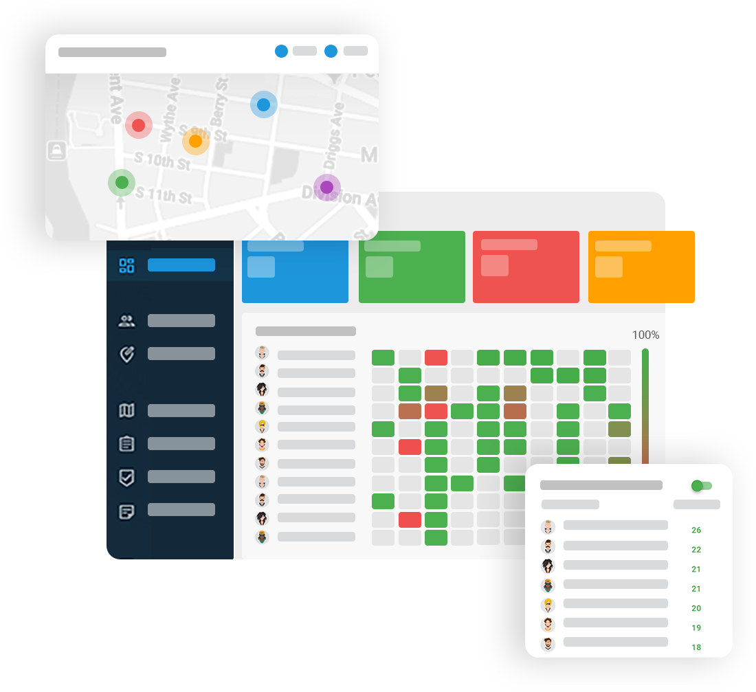 Field service scheduling, workforce and map dashboard